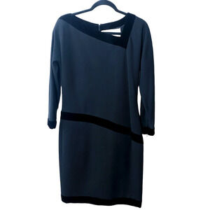 Vintage Carolyne Roehm Black Long Sleeve Wool Union Made Dress Size 10